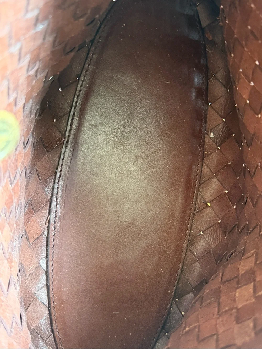 Dark Brown Woven Leather Bag